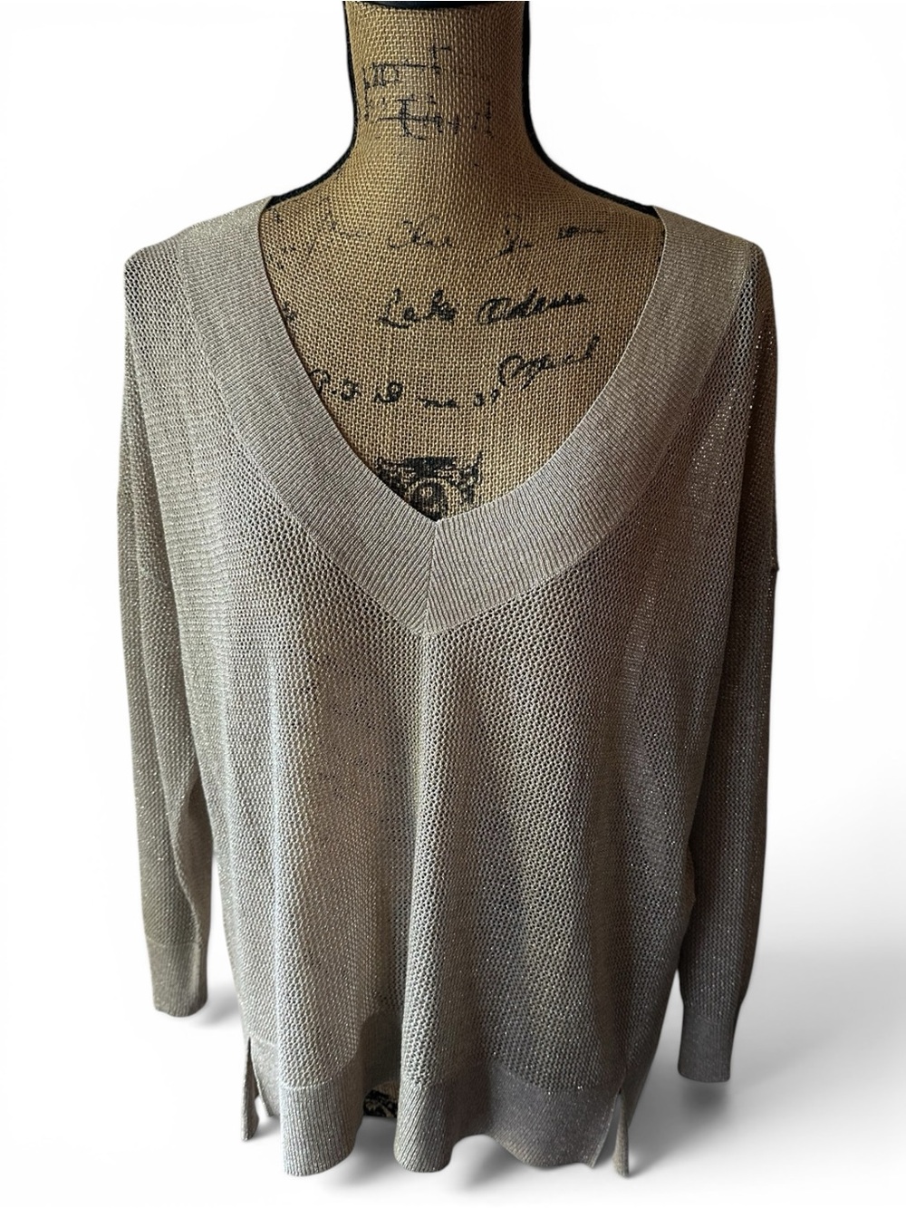 White House Black Market Metallic Mesh Sweater - Picture 3 of 12